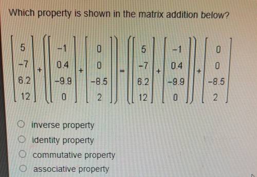 Which property is shown in the matrix addition below?