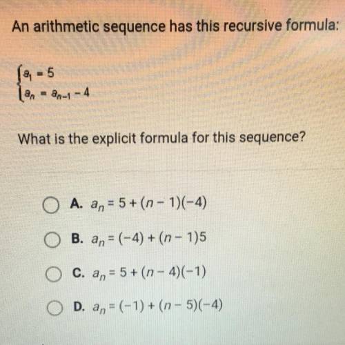 An arithmetic sequence has this recursive formula