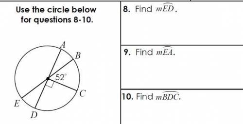 Find the arc measures using the circle below.