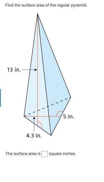 Find the surface area of the regular pyramid. You don't need to show work guys.