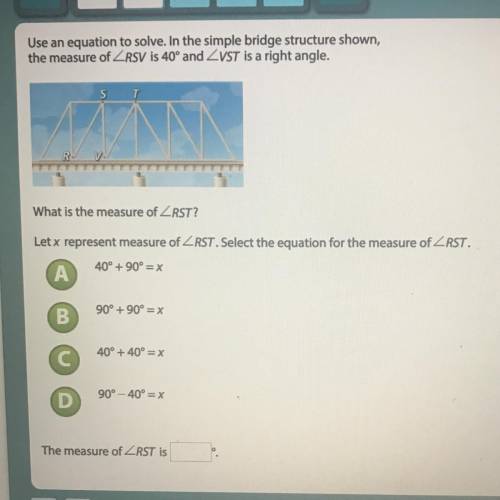 It’s about angles use an equation to solve and ABCD?  And what is the measure of RST?
