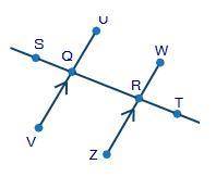 Use the figure to answer the question that follows: Segments UV and WZ are parallel with line ST int