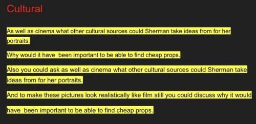 Help answer these Cindy Sherman research questions PLEASE 20 POINTS