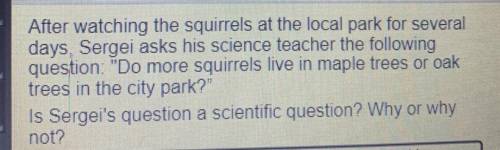 Is asking two more squirrels live in Maple trees are all trees a scientific question why or why not
