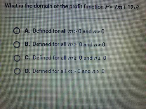 What is the domain of the profit function p=7m+12n?