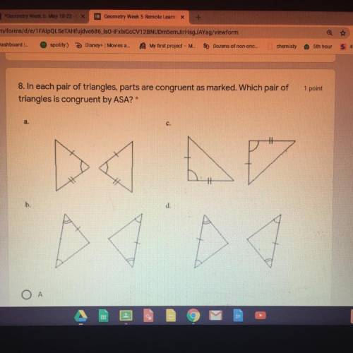 8. In each pair of triangles, parts are congruent as marked. Which pair of triangles is congruent b