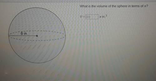 What is the volume of the sphere in terms of A?V = 224a in 316 in.Dane