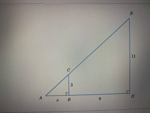 Solve similar triangles solve for x btw the answer can’t be in decimal form can someone answer plea