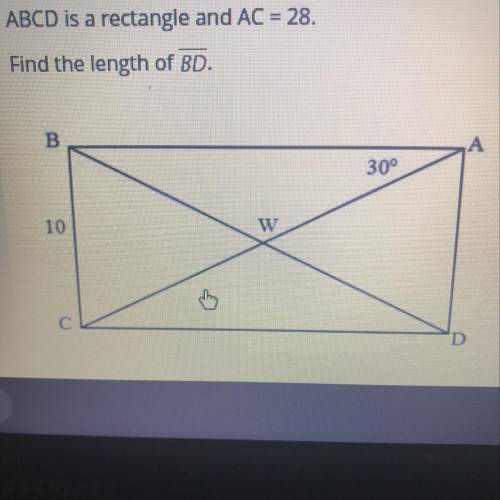 ABCD is a rectangle and AC= 28. find the length of BD