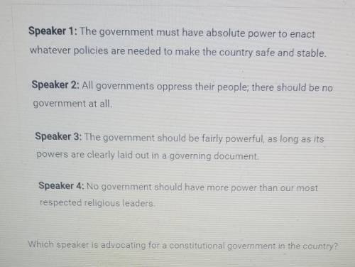 Which speaker is advocating for a constitutional government in the country?
