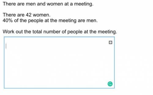 There are men and women at a meeting There are 42 women. 40% of the people at the meeting are men