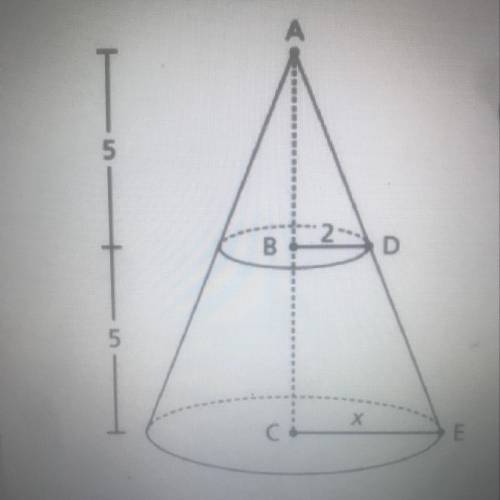 What is the volume of the small cone .what is the volume of the large cone both in terms of pi