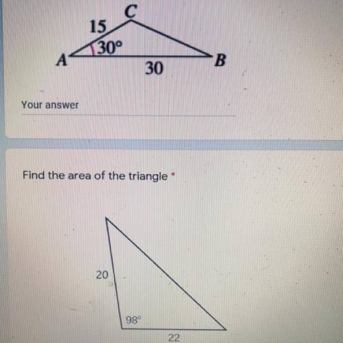 Help. Find the are of the triangle. EACH ONE IS DIFFERENT FROM.