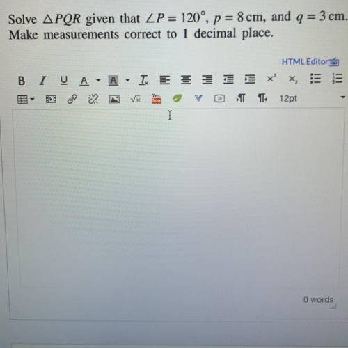 Solve triangle PQR given that
