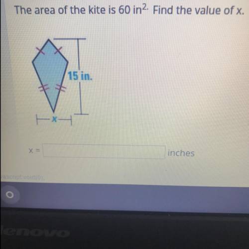 The area of the kite is 60in squared find the value of x