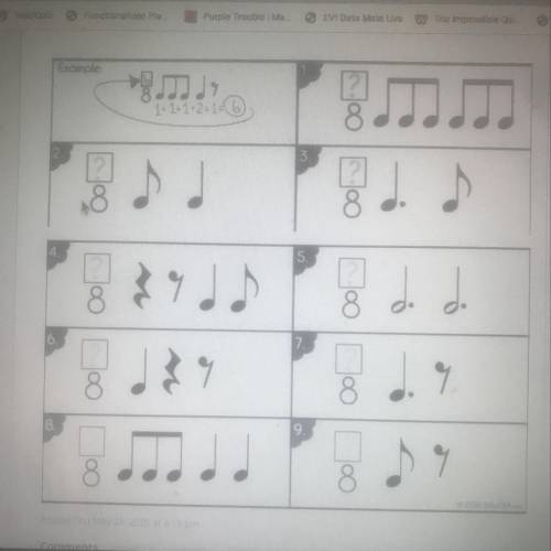 1-9 count the beats to complete the time signature