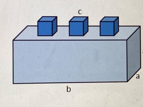 Three same-sized cubes are attached to the top of a rectangular prism as shown below. If a = 9 cm,
