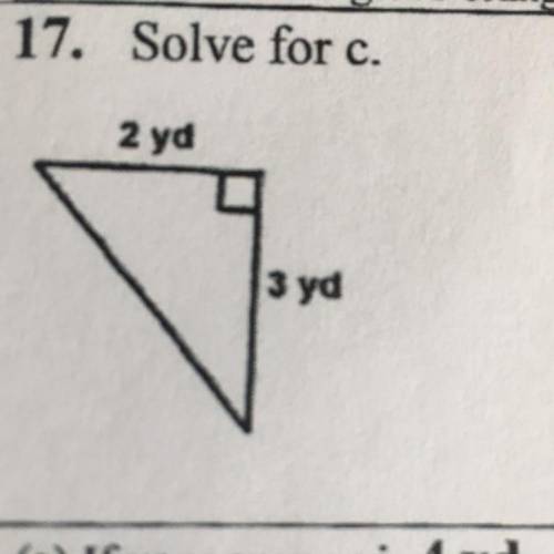 Solve for C using Pythagorean’s theorem.