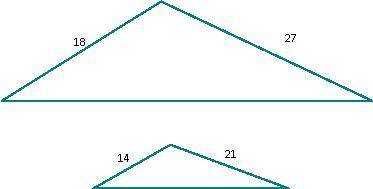 I'm timed please helpWrite the ratio of corresponding sides for the similar triangles and reduce th