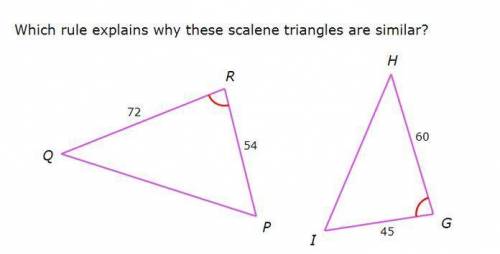 Which rule explains why these triangles are scalene in both of these problems? A. SSS B. SAS C. AA