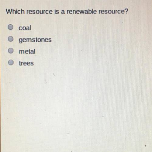 Which resource is a renewable resource? HURRY