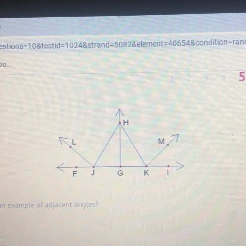 Which pair of angles is NOT an example of adjacent angles?
