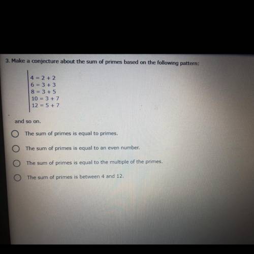 Make a conjecture about the sum of primes based on the following pattern: 4 = 2+2 6 = 3 + 3 8 = 3 +