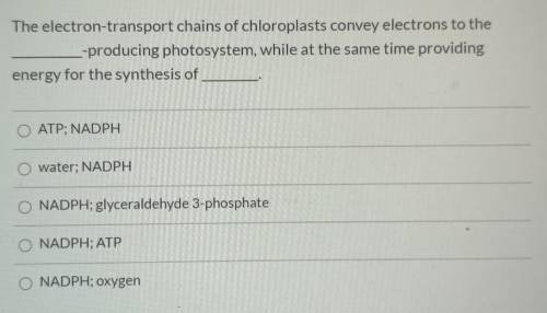 The electron-transport chains of chloroplasts convey electrons to the-producing photosystem, while