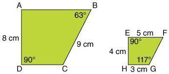 In the similar quadrilaterals below, what is the length of AB10 cm2.5 cm8 cm3 cm