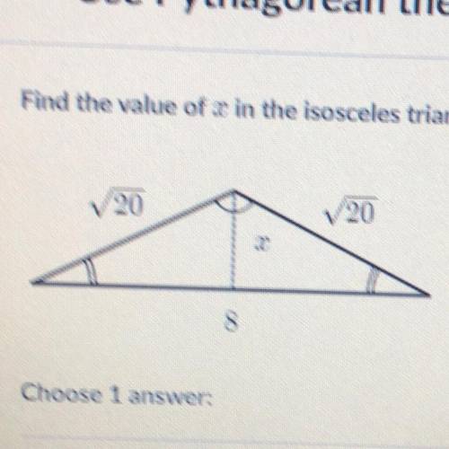 *20 points help pls easy question* Find the value of x in the isosceles triangle shown below. X=6