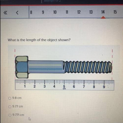 What is the length of the object shown? Which one ?  9.8 cm 9.77 cm 9.771 cm