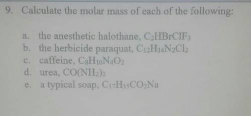 Chemistry about molar masses