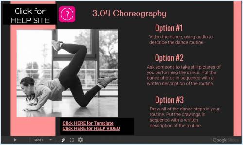 HELP PLZ THER NEEDS TO BE 8 MOVES OF DANCE AND WHAT TYPE OF DANCE IT IS. Choreography Guidelines  S