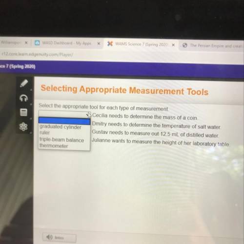 Select the appropriate tool for each type of measurement