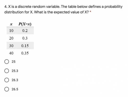 X is a discrete random variable. The table below defines a probability distribution for X. What is