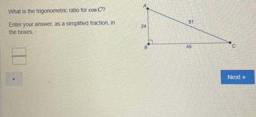 What is the trigonometric ratio for cos C?