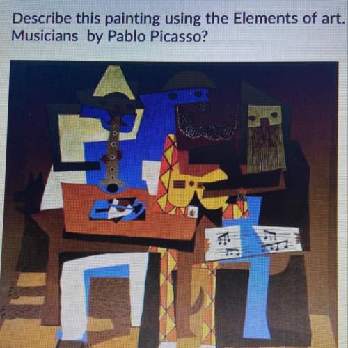 Describe this painting using the elements of art. A: Picasso uses mostly organic shapes  B: Picasso
