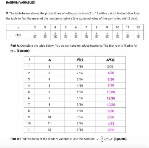The table below shows the probabilities of rolling sums from 2 to 12 with a pair of 6-sided dice. U