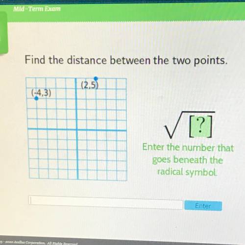 Find the distance between the two points PICTURE ABOVE