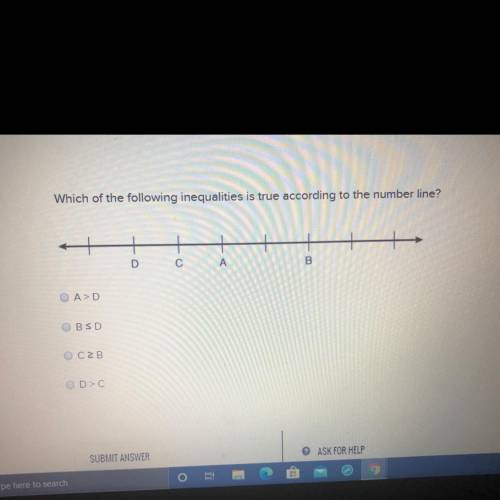 PLEASE HELP? Which of the following inequalities is true according to the number line?
