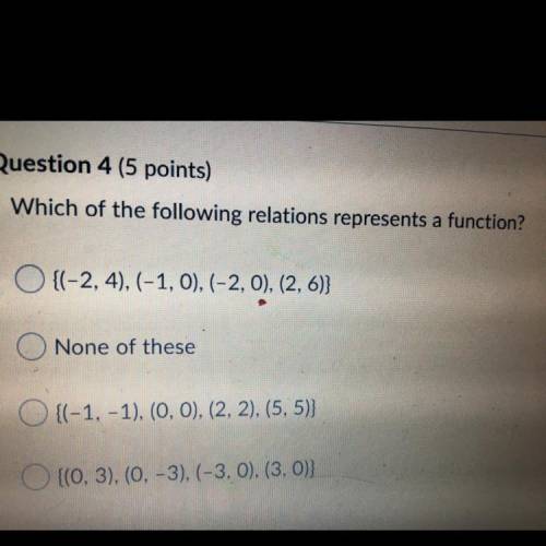 Which of the following relations represents a function? 
Pls help