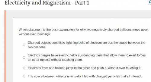 Giving too

Which statement is the best explanation for why two negatively charged balloon