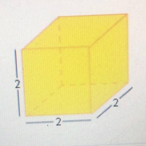 What is the surface area of the cube below?

A. 12 units2
B. 20 units2
C. 8 units2 
D. 24 units2