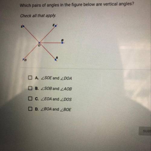 PLEASE HELP ASAP :( ! which pairs of angles in the figure below are vertical angles?

check all th