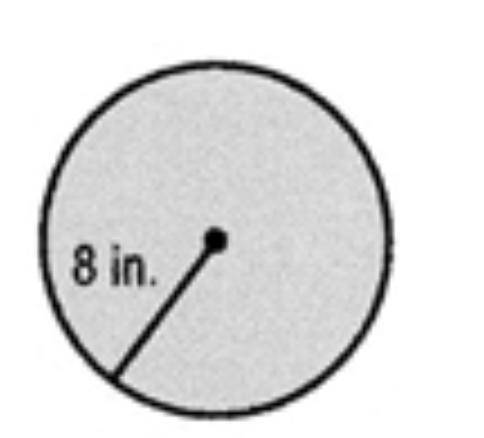 Calculate the area of the circle below. (Use 3.14 for Pi)

A. 200.96 square inches
B. 50.24 square
