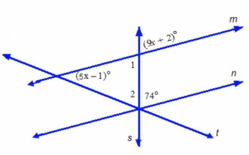Lines m and n are parallel. What is Measure of angle 2?