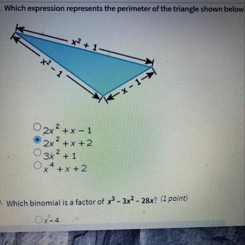 Which expression represents the perimeter of the triangle shown below?