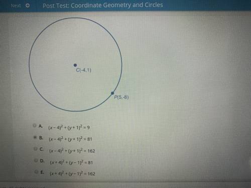 Which equation represents circle C?