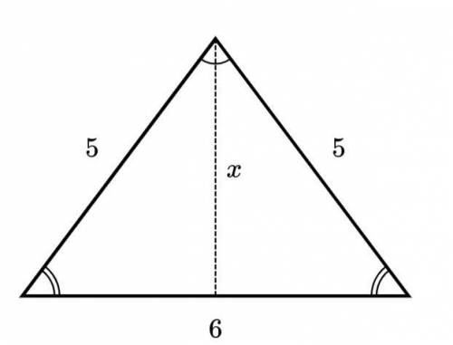 I don't know how to find the value of x in the isosceles triangle.