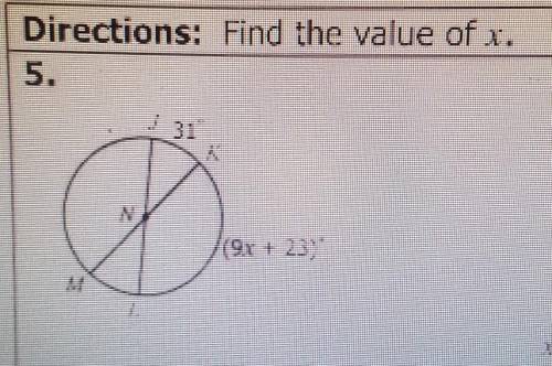 Directions: Find the value of x.